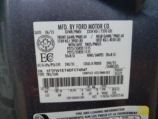 2013 Ford F150 Supercrew VIN: 1FTFW1ET4DFC74547 Lot: 52103334