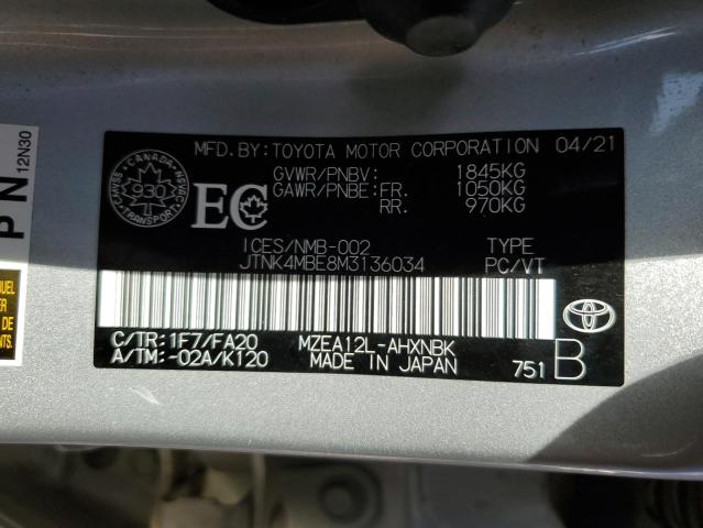 2021 TOYOTA COROLLA SE - JTNK4MBE8M3136034