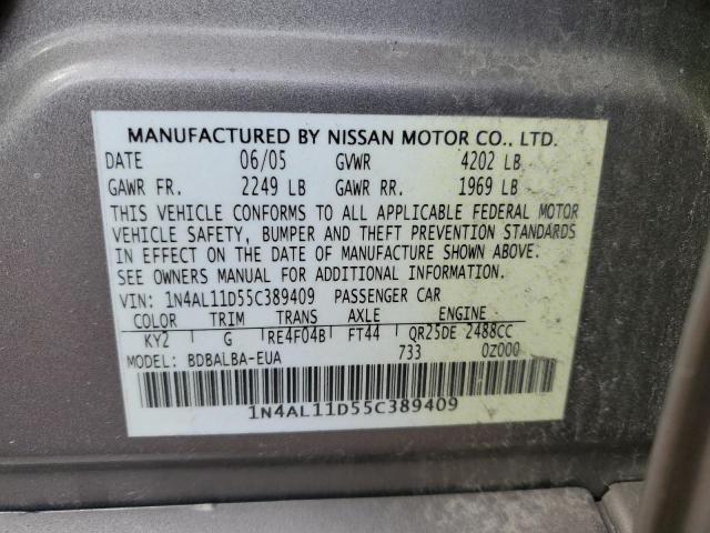 2005 Nissan Altima S VIN: 1N4AL11D55C389409 Lot: 50513134