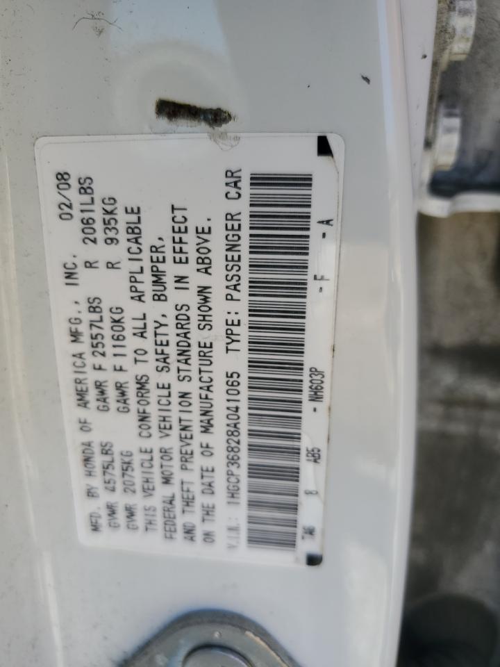 1HGCP36828A041065 2008 Honda Accord Exl