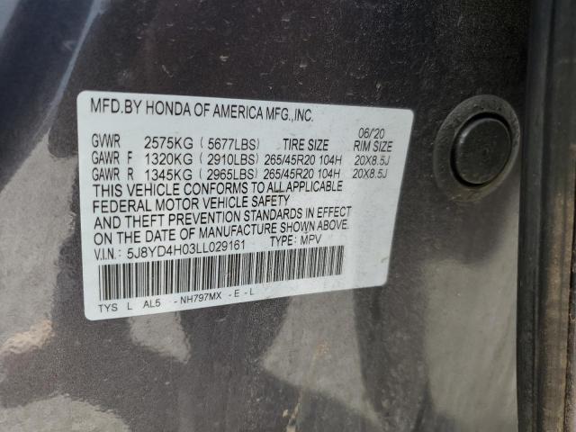 2020 Acura Mdx A-Spec VIN: 5J8YD4H03LL029161 Lot: 50480184