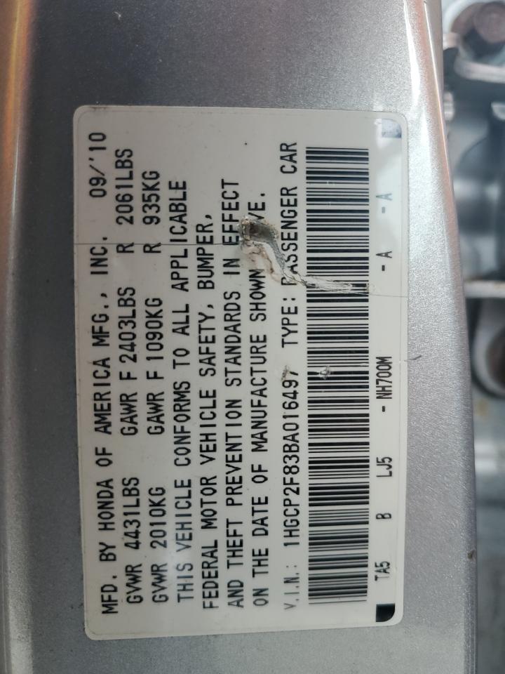 1HGCP2F83BA016497 2011 Honda Accord Exl