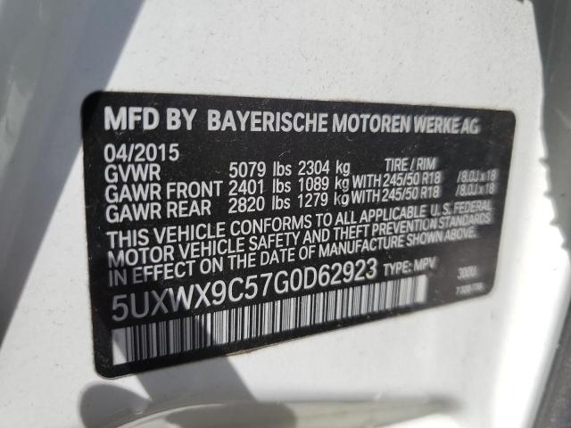 2016 BMW X3 xDrive28I VIN: 5UXWX9C57G0D62923 Lot: 52129594