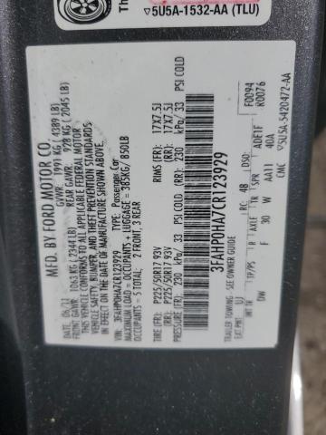 2012 Ford Fusion Se VIN: 3FAHP0HA7CR123929 Lot: 53086424