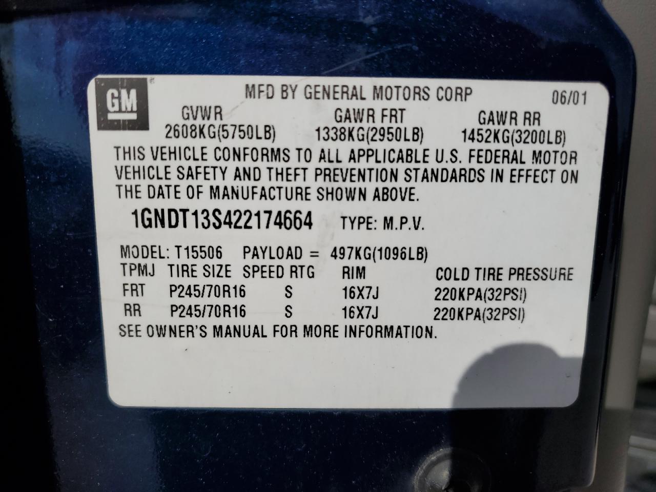 1GNDT13S422174664 2002 Chevrolet Trailblazer