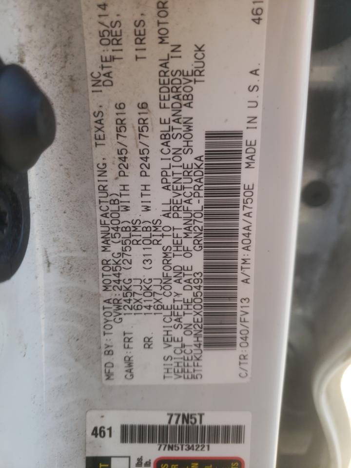 5TFKU4HN2EX005493 2014 Toyota Tacoma Double Cab Prerunner Long Bed