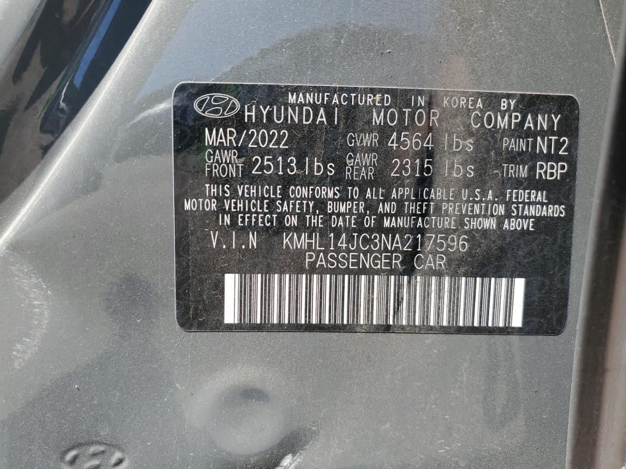 KMHL14JC3NA217596 2022 Hyundai Sonata N Line