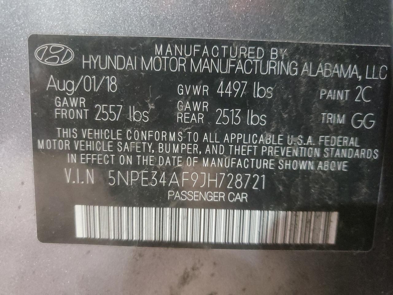 5NPE34AF9JH728721 2018 Hyundai Sonata Sport