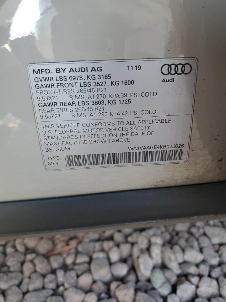 WA1VAAGE4KB025026 2019 Audi E-Tron Prestige