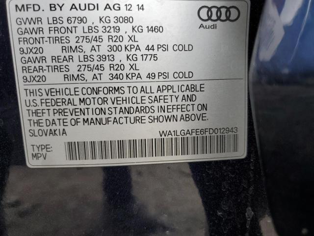 2015 Audi Q7 Premium Plus VIN: WA1LGAFE6FD012943 Lot: 50269904