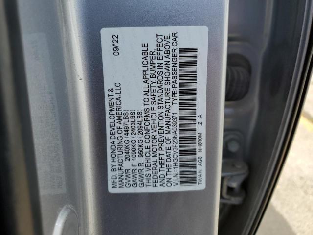 2022 Honda Accord Hybrid Sport VIN: 1HGCV3F23NA039371 Lot: 51199154