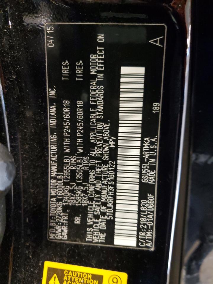 5TDJKRFH3FS160122 2015 Toyota Highlander Xle