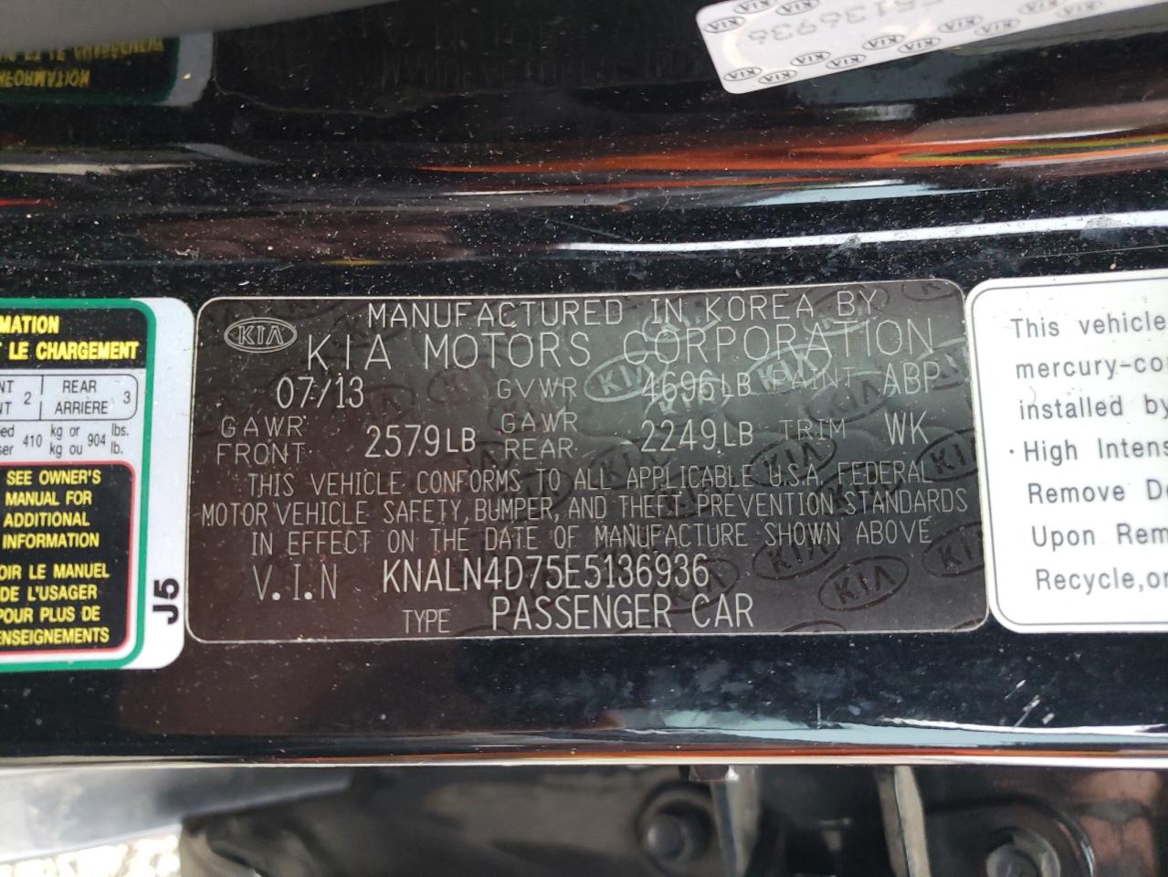 KNALN4D75E5136936 2014 Kia Cadenza Premium