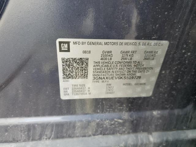 2019 Chevrolet Equinox Lt VIN: 3GNAXUEV6KS519729 Lot: 51834214