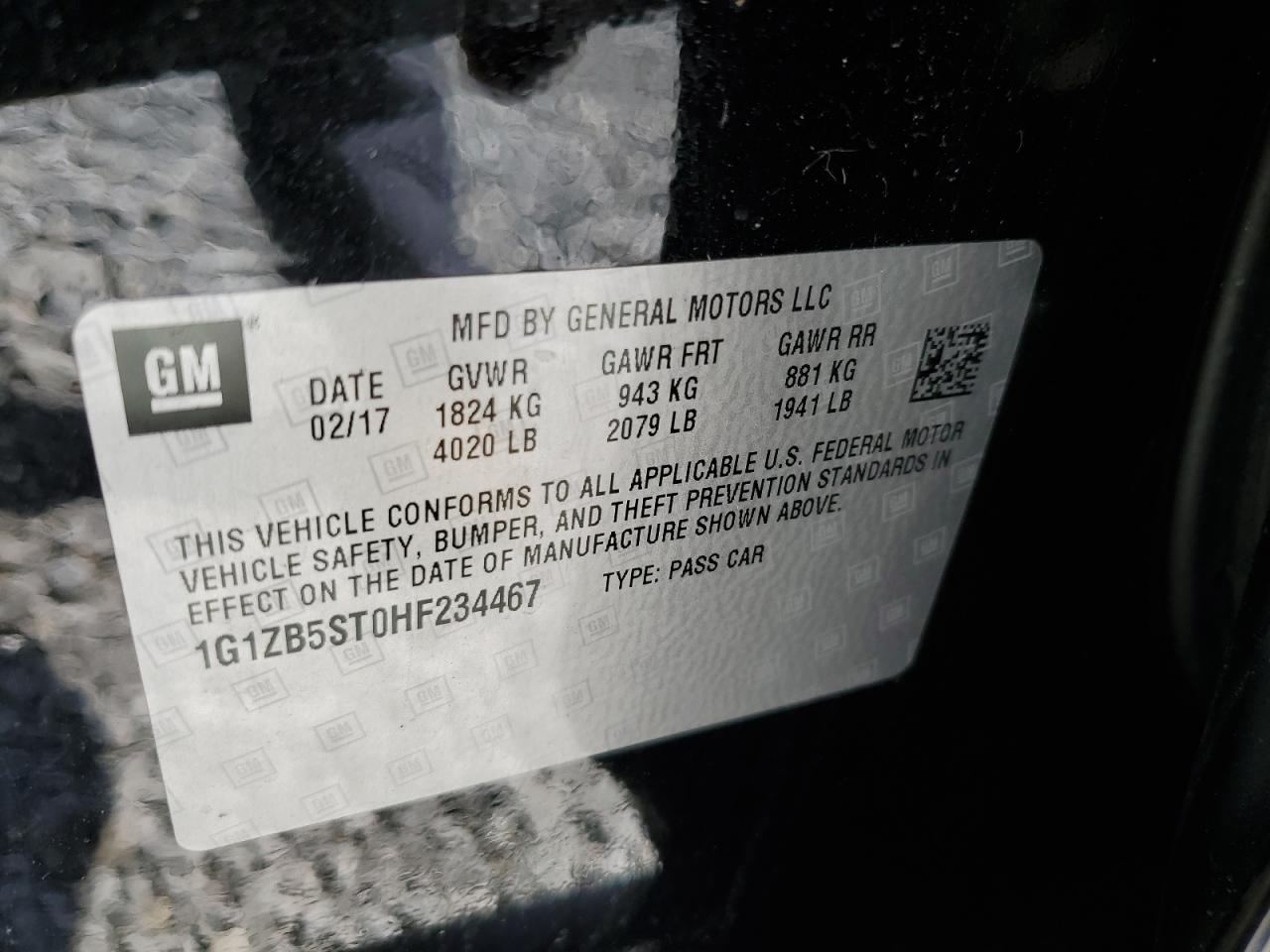 1G1ZB5ST0HF234467 2017 Chevrolet Malibu Ls