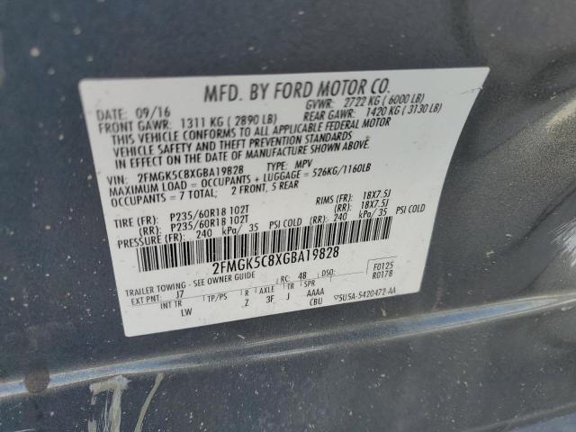 2016 Ford Flex Sel VIN: 2FMGK5C8XGBA19828 Lot: 51744094