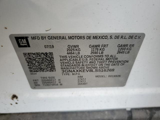 2020 Chevrolet Equinox Lt VIN: 3GNAXKEV8LS516269 Lot: 52040724