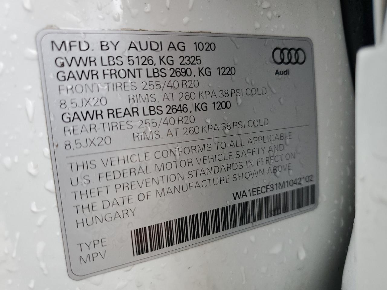 WA1EECF31M1042102 2021 Audi Q3 Premium Plus S Line 45