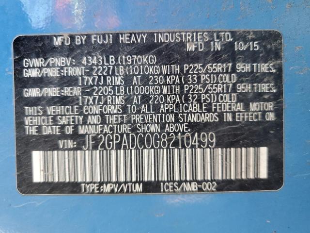 2016 SUBARU CROSSTREK - JF2GPADC0G8210499