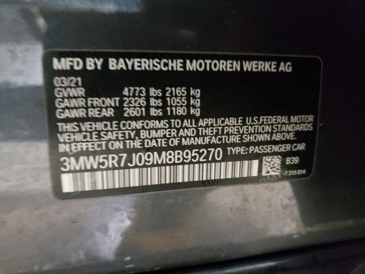 3MW5R7J09M8B95270 2021 BMW 330Xi