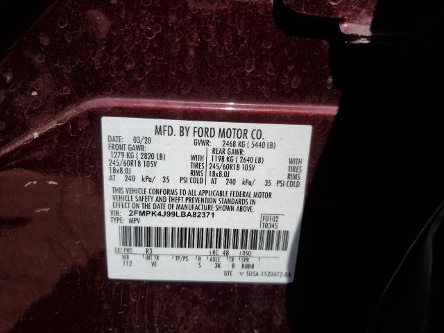 2020 Ford Edge Sel VIN: 2FMPK4J99LBA82371 Lot: 50617894