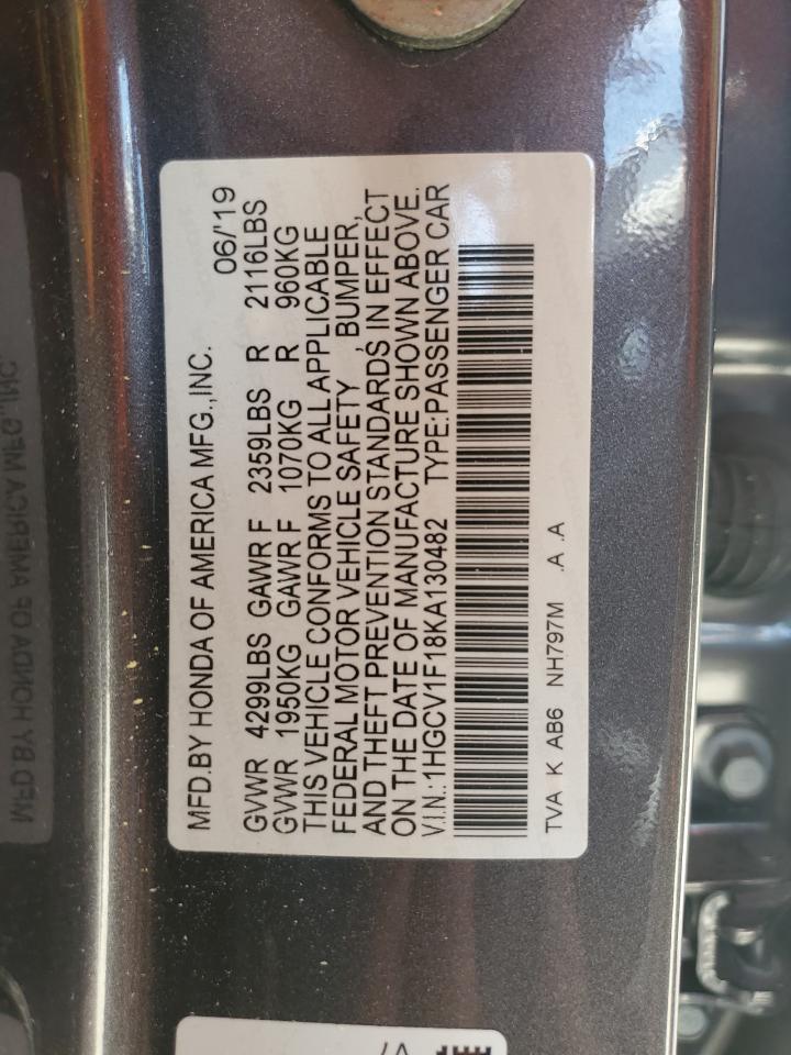 2019 Honda Accord Lx vin: 1HGCV1F18KA130482