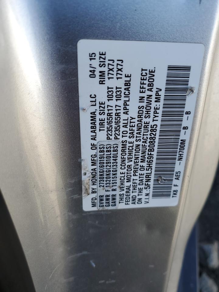 5FNRL5H69FB088285 2015 Honda Odyssey Exl