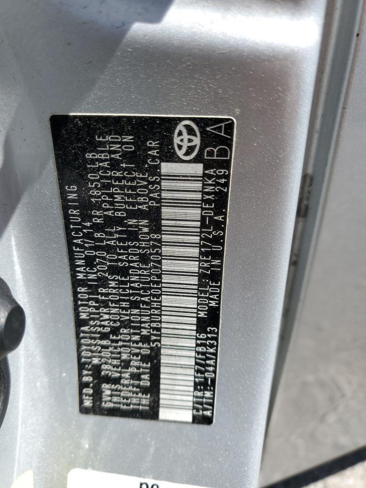 5YFBURHE0EP070578 2014 Toyota Corolla L