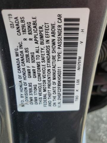 2019 HONDA CIVIC SPOR - 2HGFC2F89KH543311