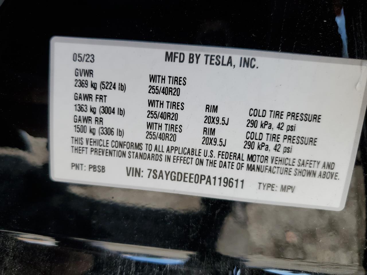 7SAYGDEE0PA119611 2023 Tesla Model Y