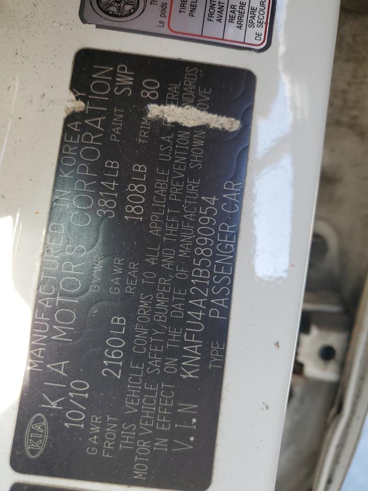 KNAFU4A21B5890954 2011 Kia Forte Ex