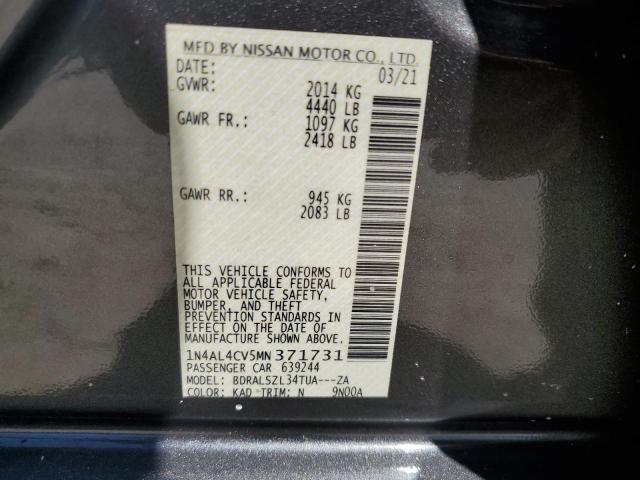 2021 Nissan Altima Sr VIN: 1N4AL4CV5MN371731 Lot: 50140044