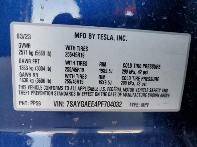 2023 Tesla Model Y VIN: 7SAYGAEE4PF704032 Lot: 50990284