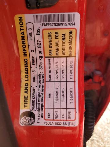 2006 Ford Focus Zx5 VIN: 1FAFP37N26W157694 Lot: 49772094