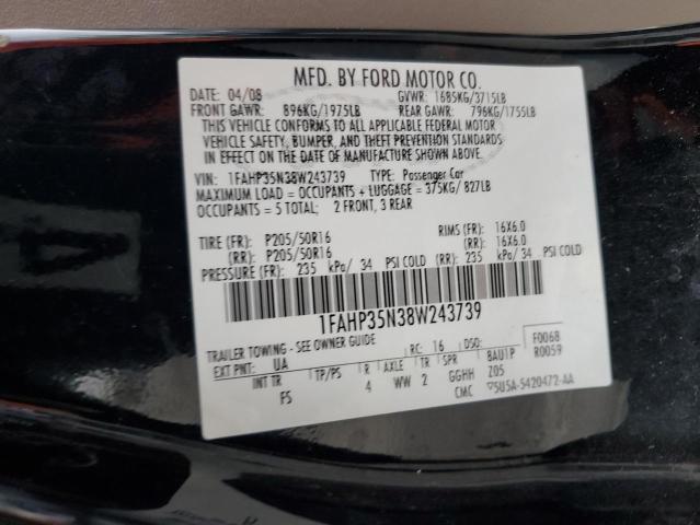 2008 Ford Focus Se VIN: 1FAHP35N38W243739 Lot: 51749274