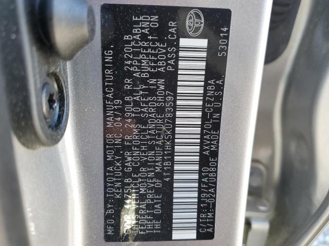 2019 Toyota Camry L VIN: 4T1B11HK5KU783597 Lot: 50784154