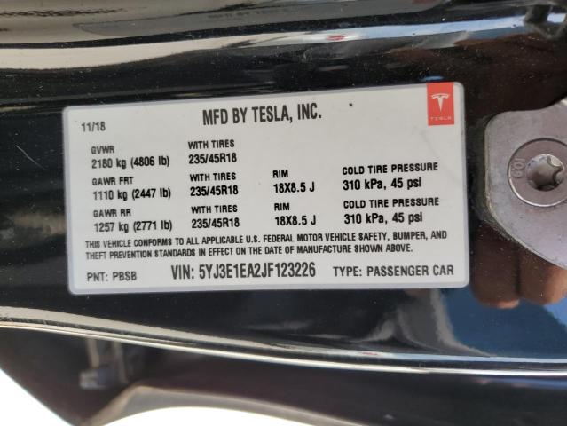 2018 Tesla Model 3 VIN: 5YJ3E1EA2JF123226 Lot: 51910864