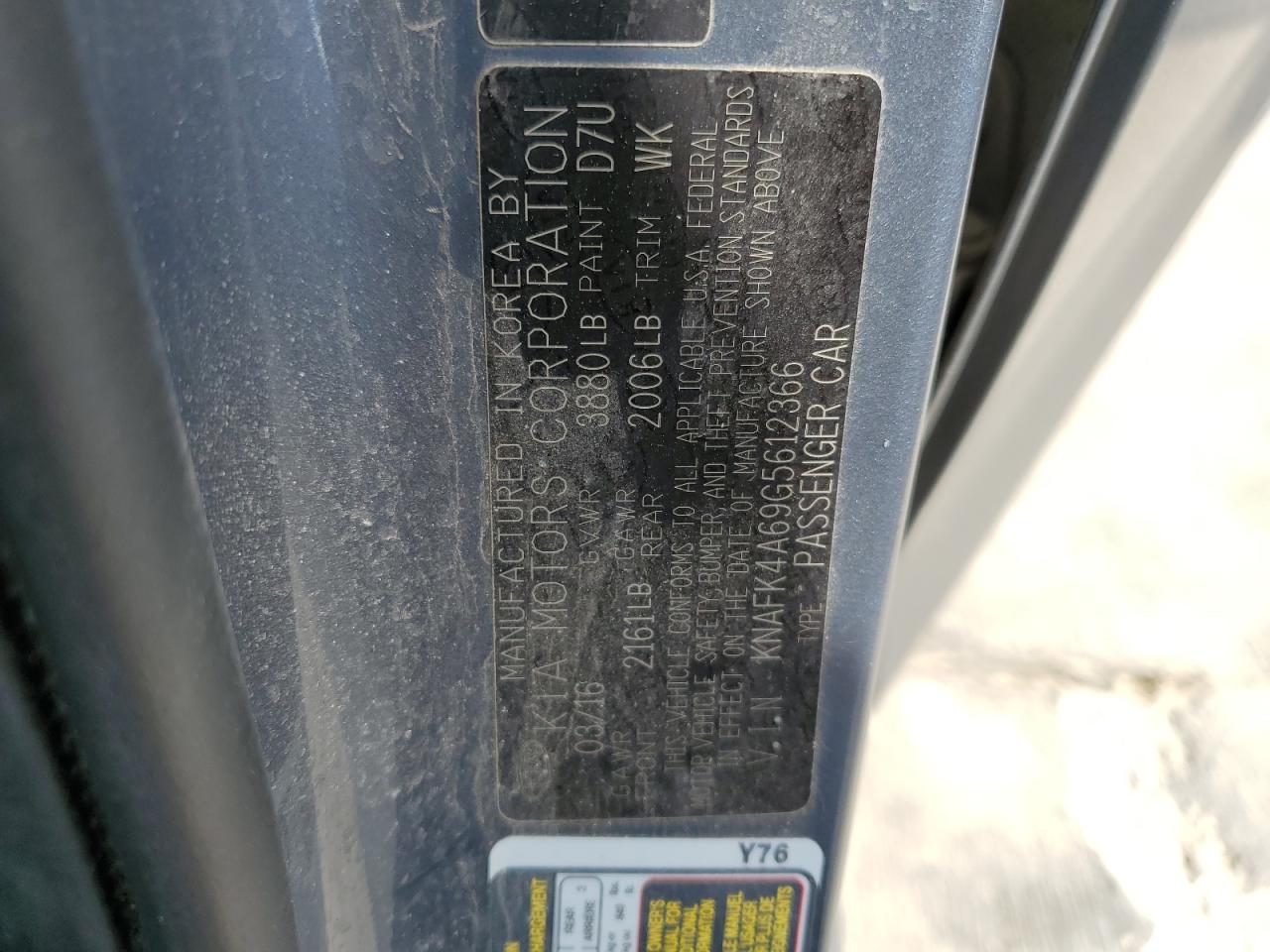 KNAFK4A69G5612366 2016 Kia Forte Lx