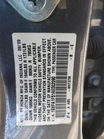 19XFA1F51AE002090 2010 Honda Civic Lx