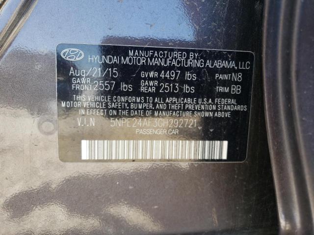 2016 Hyundai Sonata Se VIN: 5NPE24AF3GH292721 Lot: 51015534