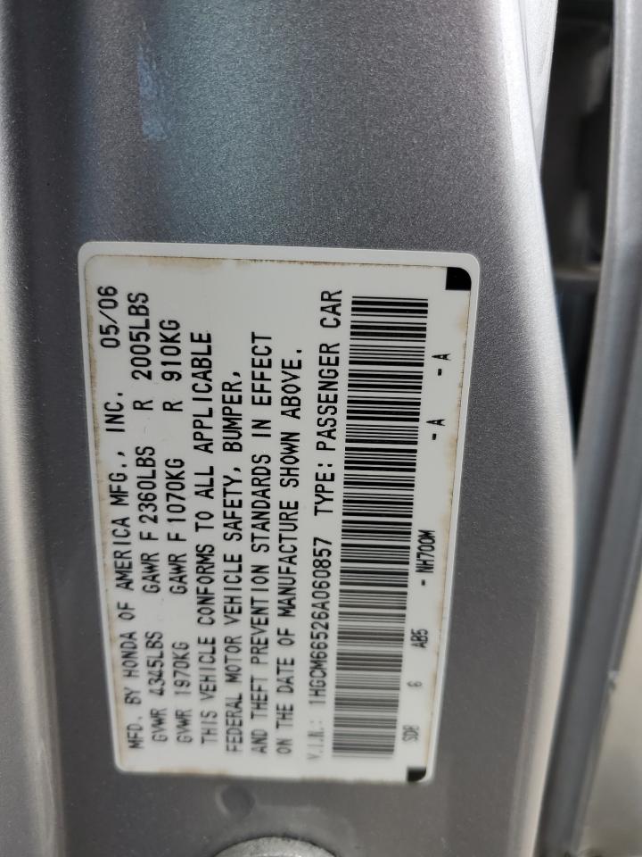 1HGCM66526A060857 2006 Honda Accord Ex