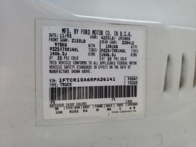 1994 Ford Ranger VIN: 1FTCR10A6RPA26141 Lot: 50530144