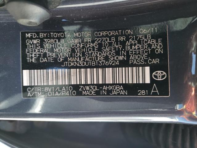 2011 Toyota Prius VIN: JTDKN3DU1B1376924 Lot: 51868914
