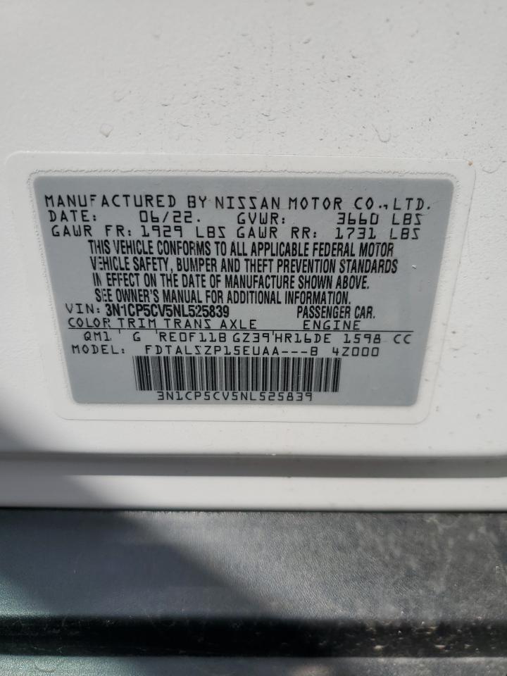 3N1CP5CV5NL525839 2022 Nissan Kicks Sv