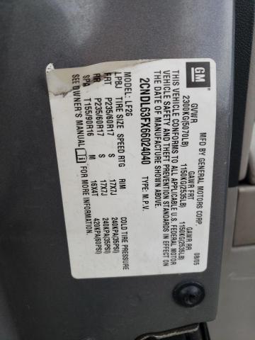 2006 Chevrolet Equinox Lt VIN: 2CNDL63FX66024040 Lot: 55854054