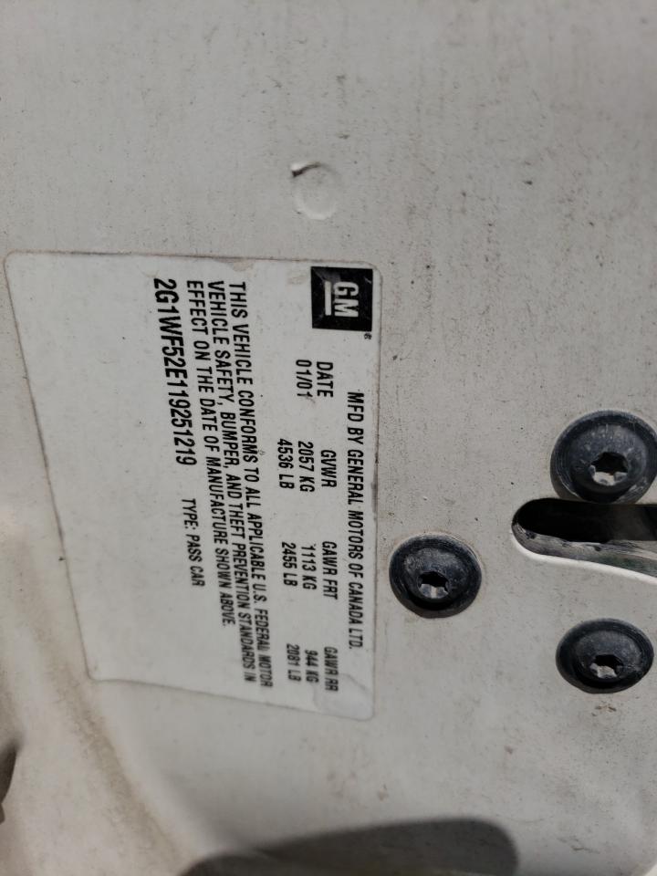 2G1WF52E119251219 2001 Chevrolet Impala