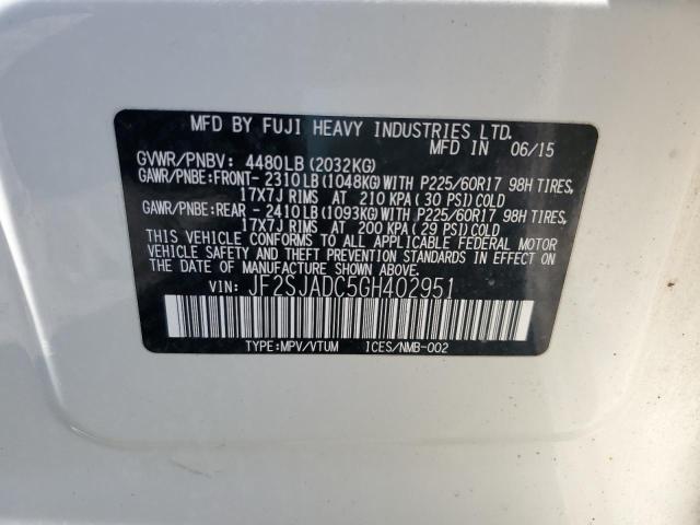 2016 Subaru Forester 2.5I Premium VIN: JF2SJADC5GH402951 Lot: 49639414