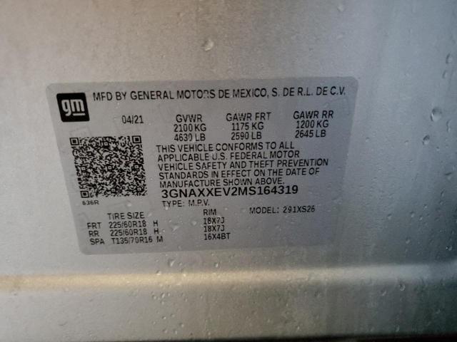 2021 Chevrolet Equinox Premier VIN: 3GNAXXEV2MS164319 Lot: 50499484