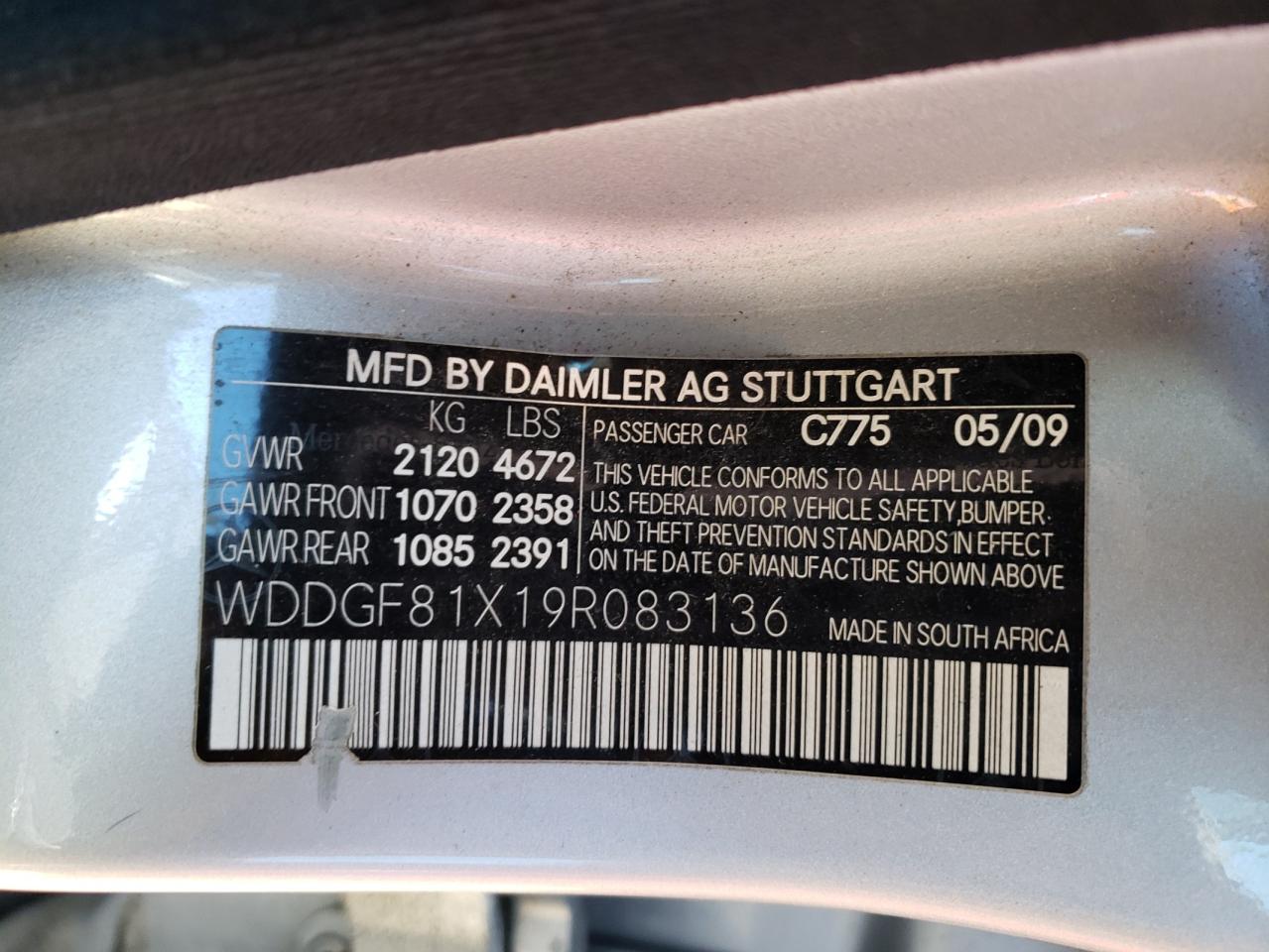 WDDGF81X19R083136 2009 Mercedes-Benz C 300 4Matic