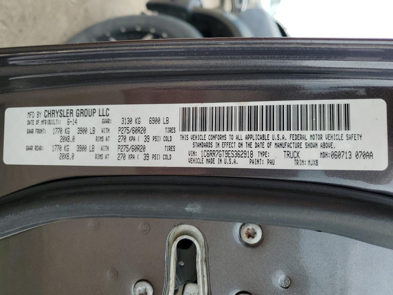 1C6RR7GT9ES362918 2014 Ram 1500 Slt